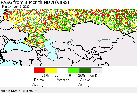 Russian Federation PASG from 3-Month NDVI (VIIRS) Thematic Map For 6/2/2022 - 6/9/2022