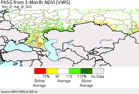 Russian Federation PASG from 3-Month NDVI (VIIRS) Thematic Map For 8/13/2022 - 8/20/2022
