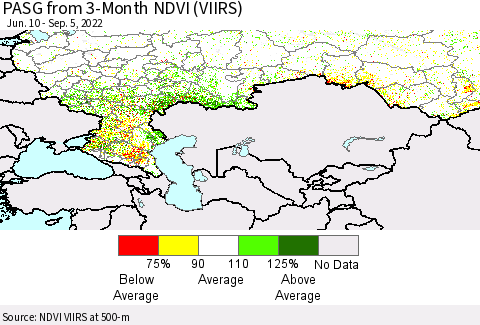 Russian Federation PASG from 3-Month NDVI (VIIRS) Thematic Map For 8/29/2022 - 9/5/2022
