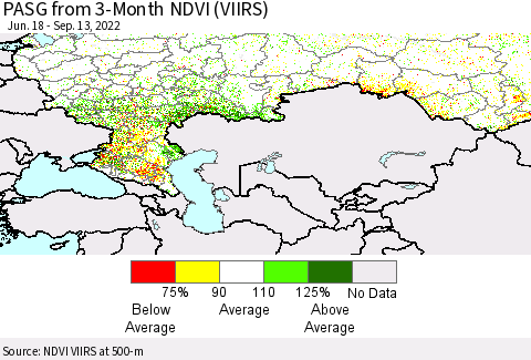 Russian Federation PASG from 3-Month NDVI (VIIRS) Thematic Map For 9/6/2022 - 9/13/2022