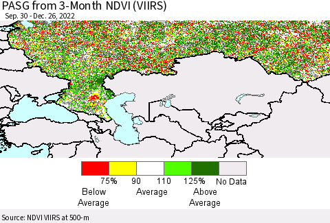Russian Federation PASG from 3-Month NDVI (VIIRS) Thematic Map For 12/19/2022 - 12/26/2022
