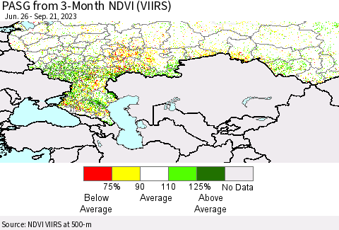 Russian Federation PASG from 3-Month NDVI (VIIRS) Thematic Map For 9/14/2023 - 9/21/2023