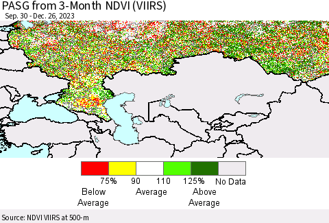 Russian Federation PASG from 3-Month NDVI (VIIRS) Thematic Map For 12/19/2023 - 12/26/2023