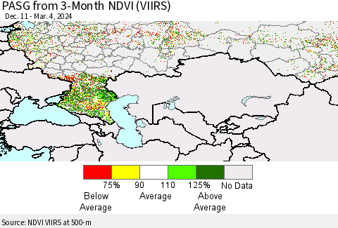 Russian Federation PASG from 3-Month NDVI (VIIRS) Thematic Map For 2/26/2024 - 3/4/2024