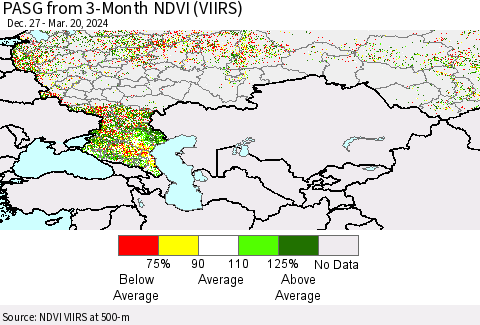 Russian Federation PASG from 3-Month NDVI (VIIRS) Thematic Map For 3/13/2024 - 3/20/2024