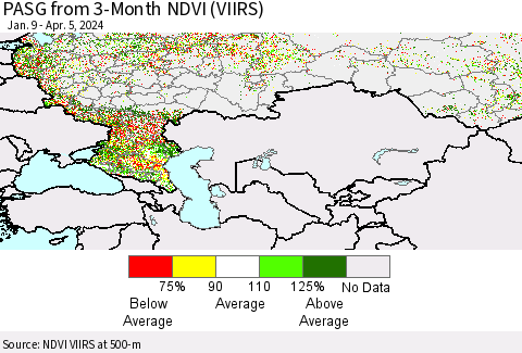 Russian Federation PASG from 3-Month NDVI (VIIRS) Thematic Map For 3/29/2024 - 4/5/2024