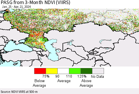 Russian Federation PASG from 3-Month NDVI (VIIRS) Thematic Map For 4/14/2024 - 4/21/2024