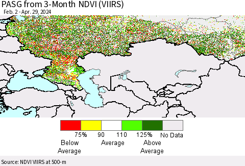 Russian Federation PASG from 3-Month NDVI (VIIRS) Thematic Map For 4/22/2024 - 4/29/2024