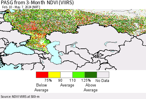 Russian Federation PASG from 3-Month NDVI (VIIRS) Thematic Map For 4/30/2024 - 5/7/2024