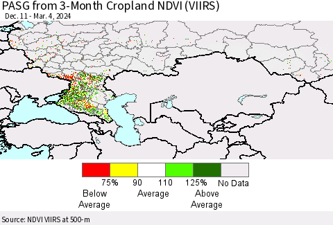 Russian Federation PASG from 3-Month Cropland NDVI (VIIRS) Thematic Map For 2/26/2024 - 3/4/2024