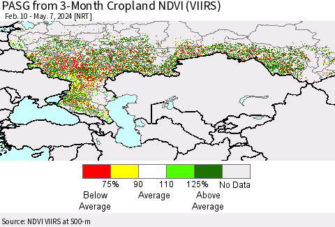 Russian Federation PASG from 3-Month Cropland NDVI (VIIRS) Thematic Map For 4/30/2024 - 5/7/2024