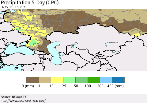 Russian Federation Precipitation 5-Day (CPC) Thematic Map For 5/11/2021 - 5/15/2021