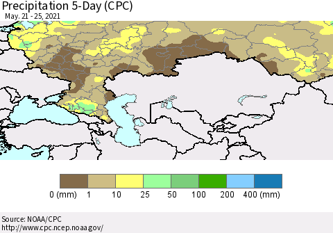 Russian Federation Precipitation 5-Day (CPC) Thematic Map For 5/21/2021 - 5/25/2021