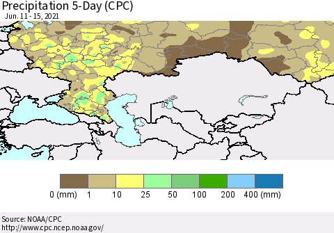 Russian Federation Precipitation 5-Day (CPC) Thematic Map For 6/11/2021 - 6/15/2021