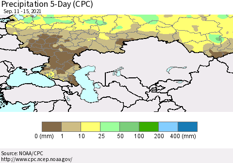 Russian Federation Precipitation 5-Day (CPC) Thematic Map For 9/11/2021 - 9/15/2021