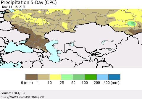 Russian Federation Precipitation 5-Day (CPC) Thematic Map For 11/11/2021 - 11/15/2021