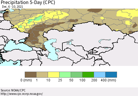 Russian Federation Precipitation 5-Day (CPC) Thematic Map For 12/6/2021 - 12/10/2021