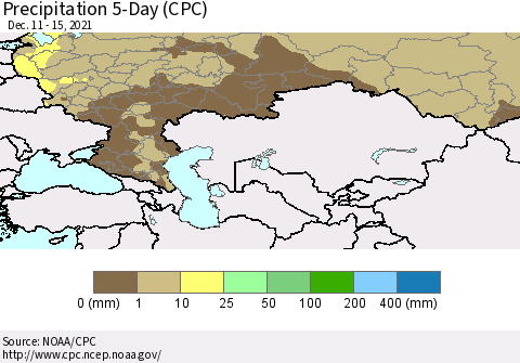 Russian Federation Precipitation 5-Day (CPC) Thematic Map For 12/11/2021 - 12/15/2021