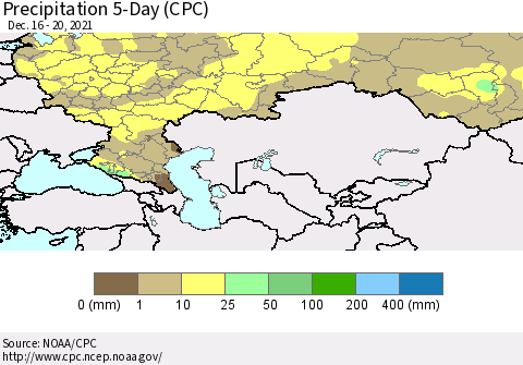 Russian Federation Precipitation 5-Day (CPC) Thematic Map For 12/16/2021 - 12/20/2021