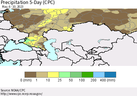 Russian Federation Precipitation 5-Day (CPC) Thematic Map For 5/6/2023 - 5/10/2023