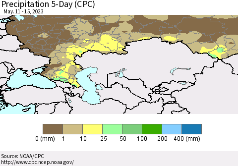 Russian Federation Precipitation 5-Day (CPC) Thematic Map For 5/11/2023 - 5/15/2023