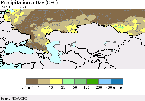 Russian Federation Precipitation 5-Day (CPC) Thematic Map For 9/11/2023 - 9/15/2023