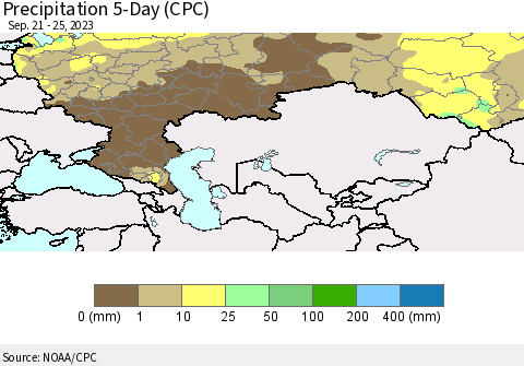 Russian Federation Precipitation 5-Day (CPC) Thematic Map For 9/21/2023 - 9/25/2023