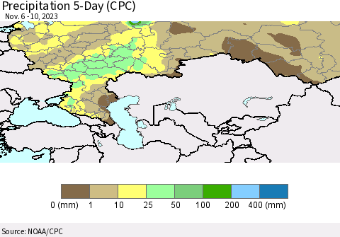 Russian Federation Precipitation 5-Day (CPC) Thematic Map For 11/6/2023 - 11/10/2023