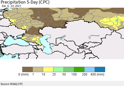 Russian Federation Precipitation 5-Day (CPC) Thematic Map For 12/6/2023 - 12/10/2023