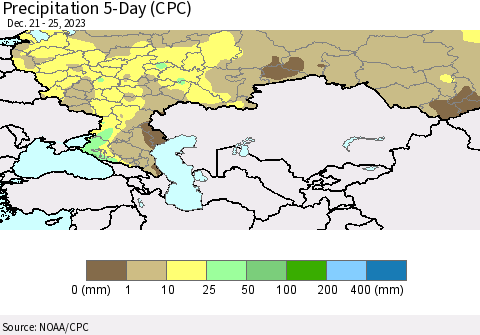 Russian Federation Precipitation 5-Day (CPC) Thematic Map For 12/21/2023 - 12/25/2023