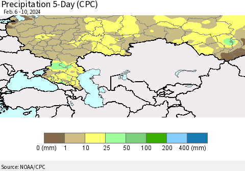 Russian Federation Precipitation 5-Day (CPC) Thematic Map For 2/6/2024 - 2/10/2024
