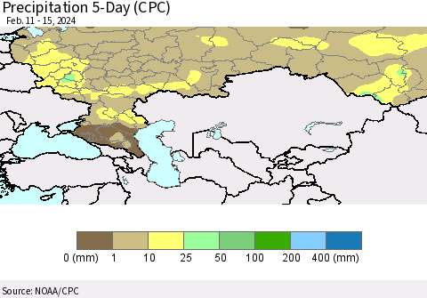 Russian Federation Precipitation 5-Day (CPC) Thematic Map For 2/11/2024 - 2/15/2024