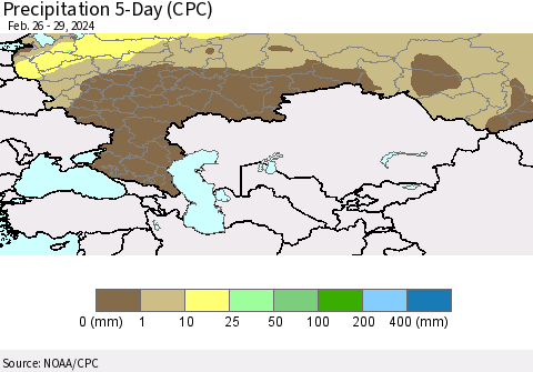 Russian Federation Precipitation 5-Day (CPC) Thematic Map For 2/26/2024 - 2/29/2024