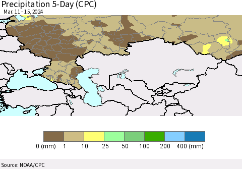 Russian Federation Precipitation 5-Day (CPC) Thematic Map For 3/11/2024 - 3/15/2024