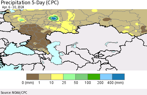 Russian Federation Precipitation 5-Day (CPC) Thematic Map For 4/6/2024 - 4/10/2024