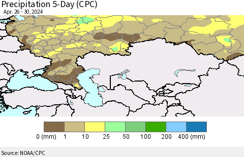 Russian Federation Precipitation 5-Day (CPC) Thematic Map For 4/26/2024 - 4/30/2024