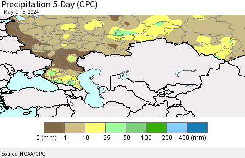 Russian Federation Precipitation 5-Day (CPC) Thematic Map For 5/1/2024 - 5/5/2024