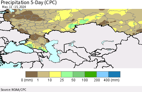 Russian Federation Precipitation 5-Day (CPC) Thematic Map For 5/11/2024 - 5/15/2024