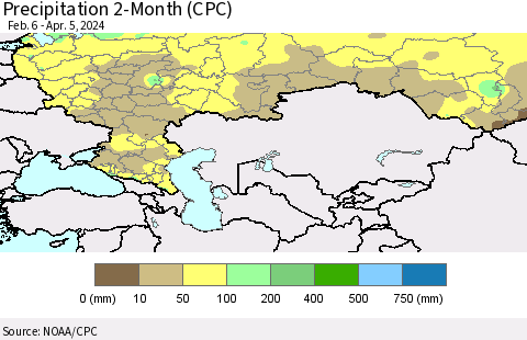 Russian Federation Precipitation 2-Month (CPC) Thematic Map For 2/6/2024 - 4/5/2024