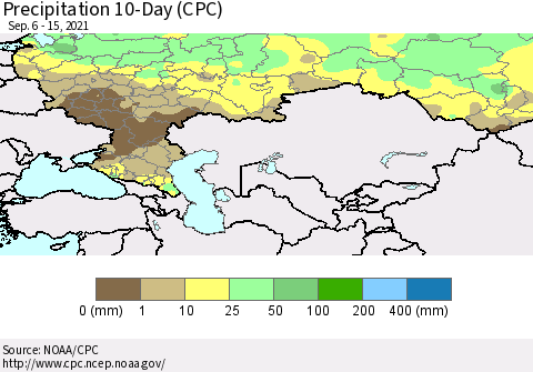 Russian Federation Precipitation 10-Day (CPC) Thematic Map For 9/6/2021 - 9/15/2021