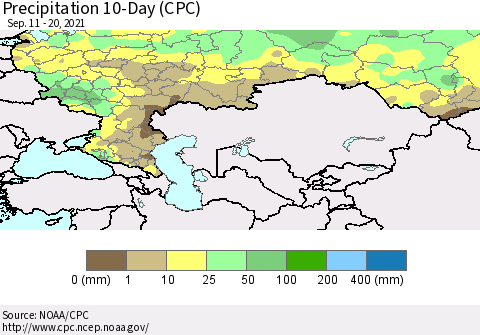 Russian Federation Precipitation 10-Day (CPC) Thematic Map For 9/11/2021 - 9/20/2021