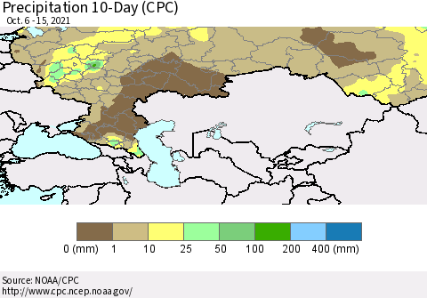 Russian Federation Precipitation 10-Day (CPC) Thematic Map For 10/6/2021 - 10/15/2021