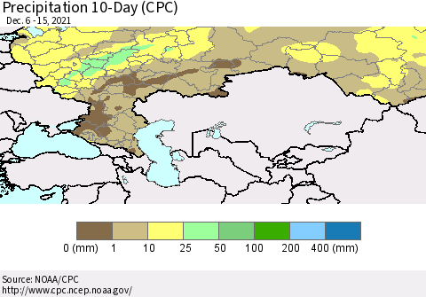 Russian Federation Precipitation 10-Day (CPC) Thematic Map For 12/6/2021 - 12/15/2021