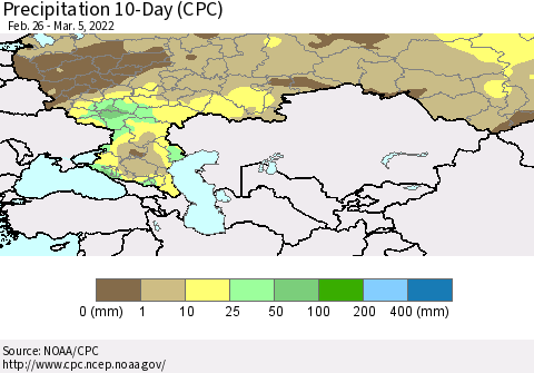 Russian Federation Precipitation 10-Day (CPC) Thematic Map For 2/26/2022 - 3/5/2022