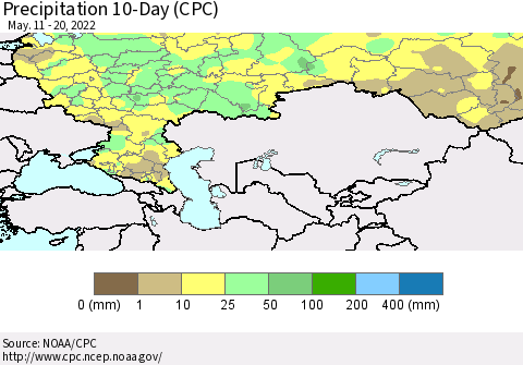 Russian Federation Precipitation 10-Day (CPC) Thematic Map For 5/11/2022 - 5/20/2022
