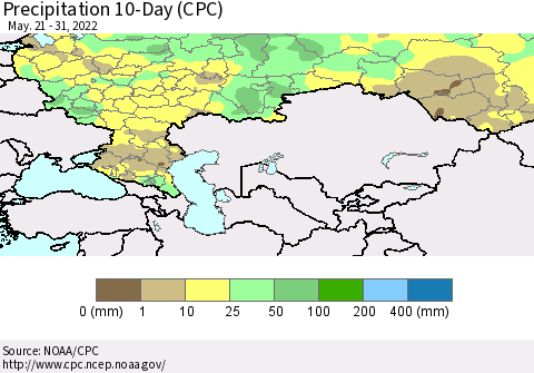 Russian Federation Precipitation 10-Day (CPC) Thematic Map For 5/21/2022 - 5/31/2022