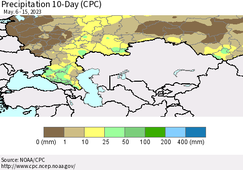 Russian Federation Precipitation 10-Day (CPC) Thematic Map For 5/6/2023 - 5/15/2023