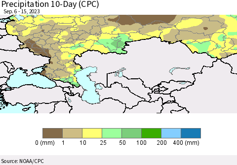 Russian Federation Precipitation 10-Day (CPC) Thematic Map For 9/6/2023 - 9/15/2023