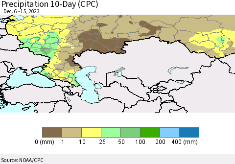 Russian Federation Precipitation 10-Day (CPC) Thematic Map For 12/6/2023 - 12/15/2023