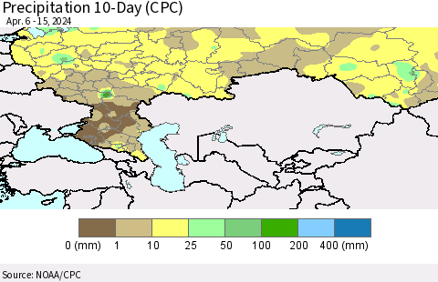 Russian Federation Precipitation 10-Day (CPC) Thematic Map For 4/6/2024 - 4/15/2024